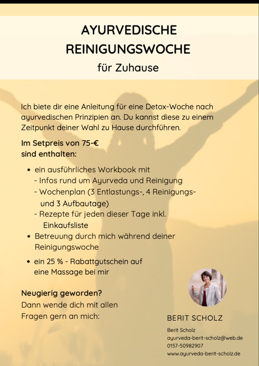 Flyer: Ayurvedische Reinigungswoche für Zuhause